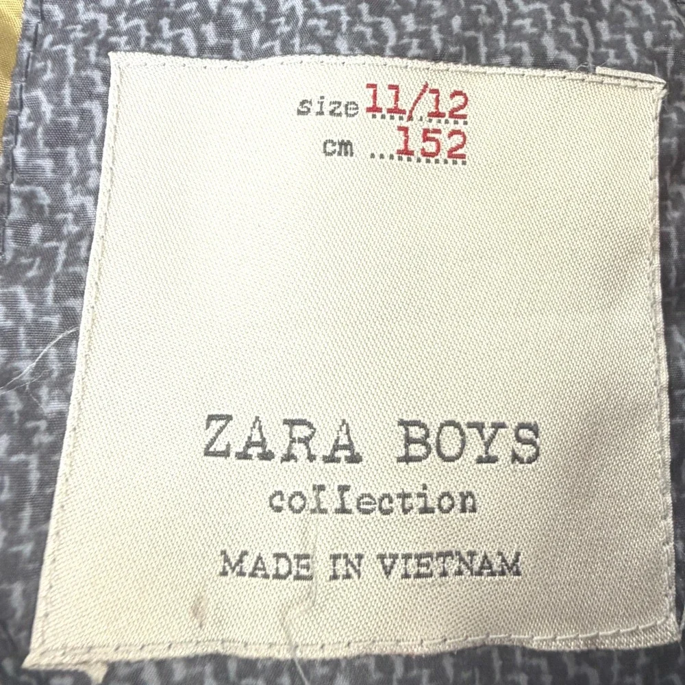 Zara Boys Puffer‎ Vest Jacket Size 11/12 Grey Hooded Quilted Full Zip Gorpcore